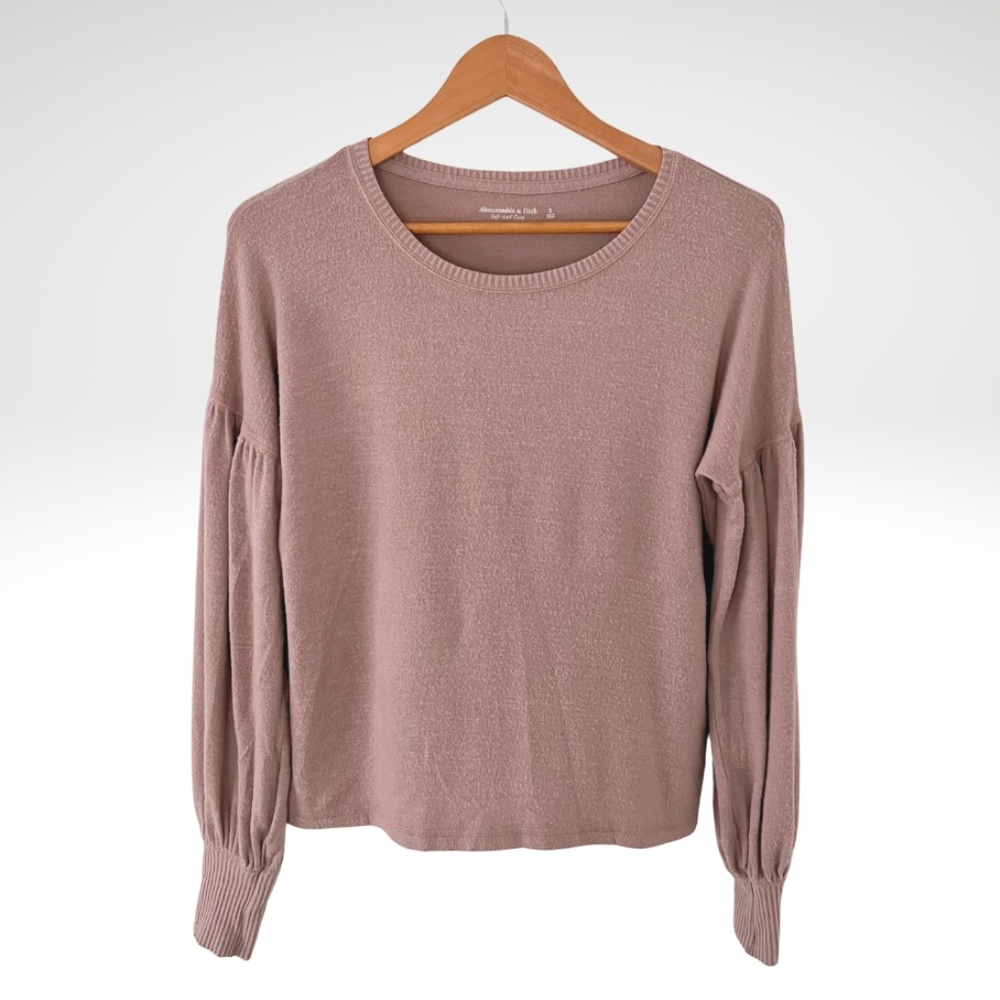 Abercrombie & Fitch Soft AF Cozy Long Puff Sleeve Crew Neck Sweater Size Small